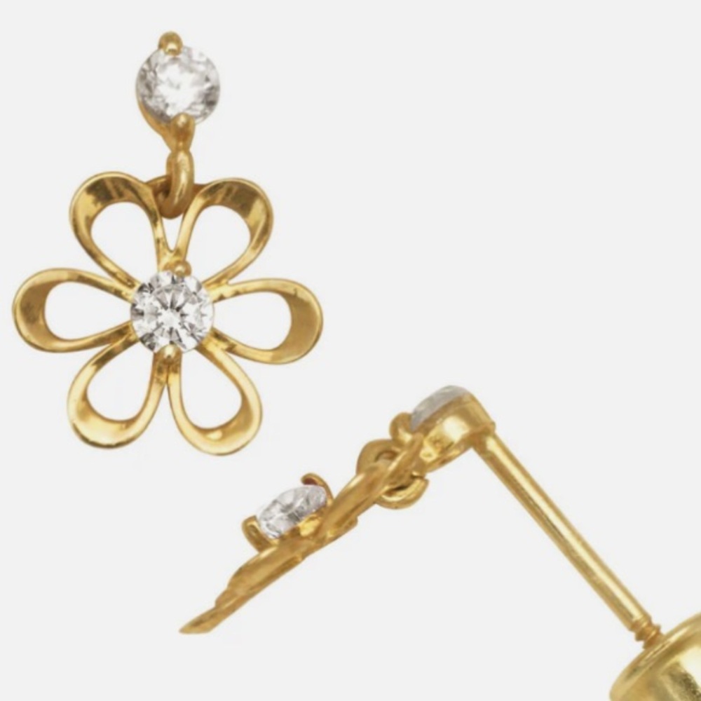 14k Daisy Earrings with Cubic Zirconia